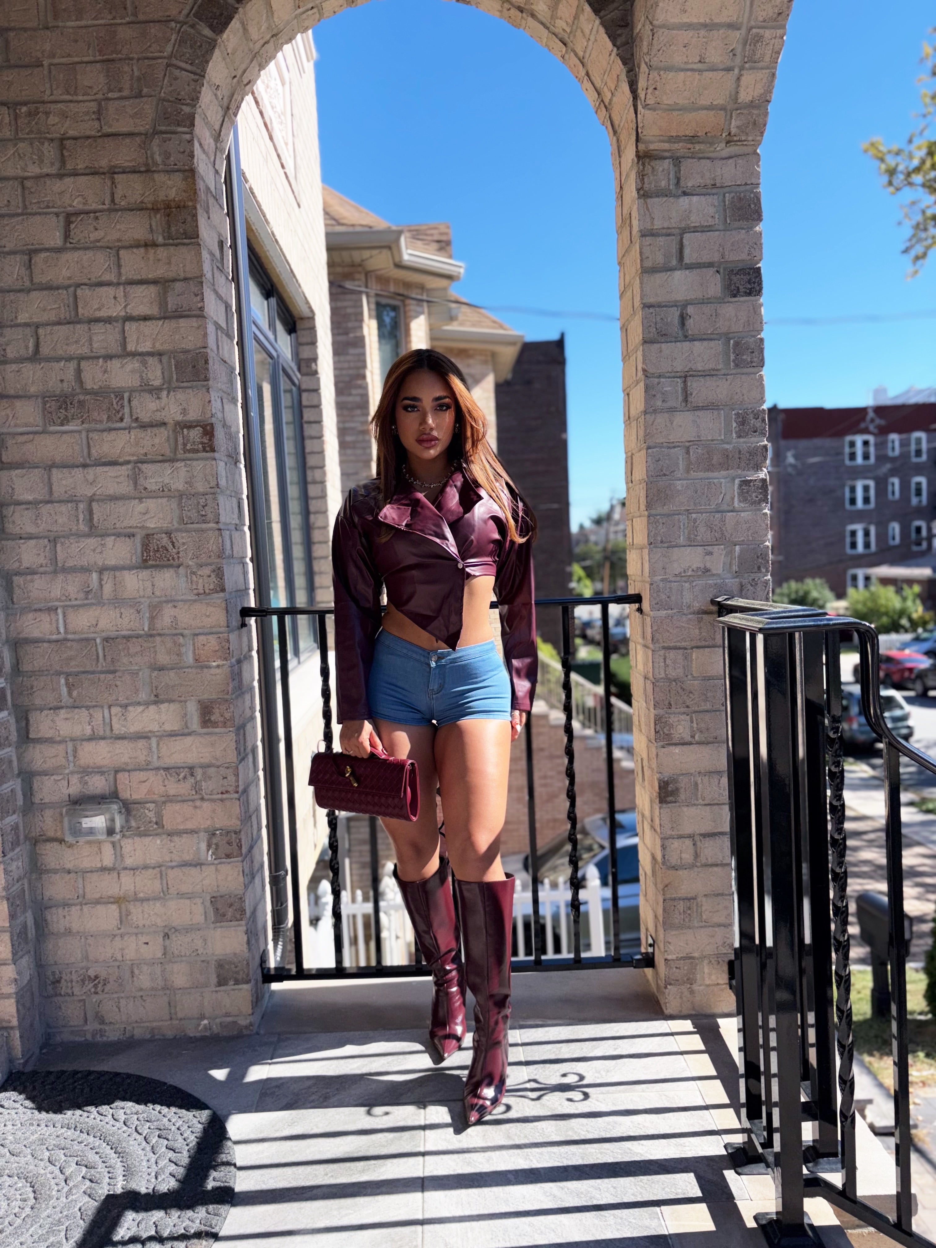 Keke Burgundy Leather Jacket