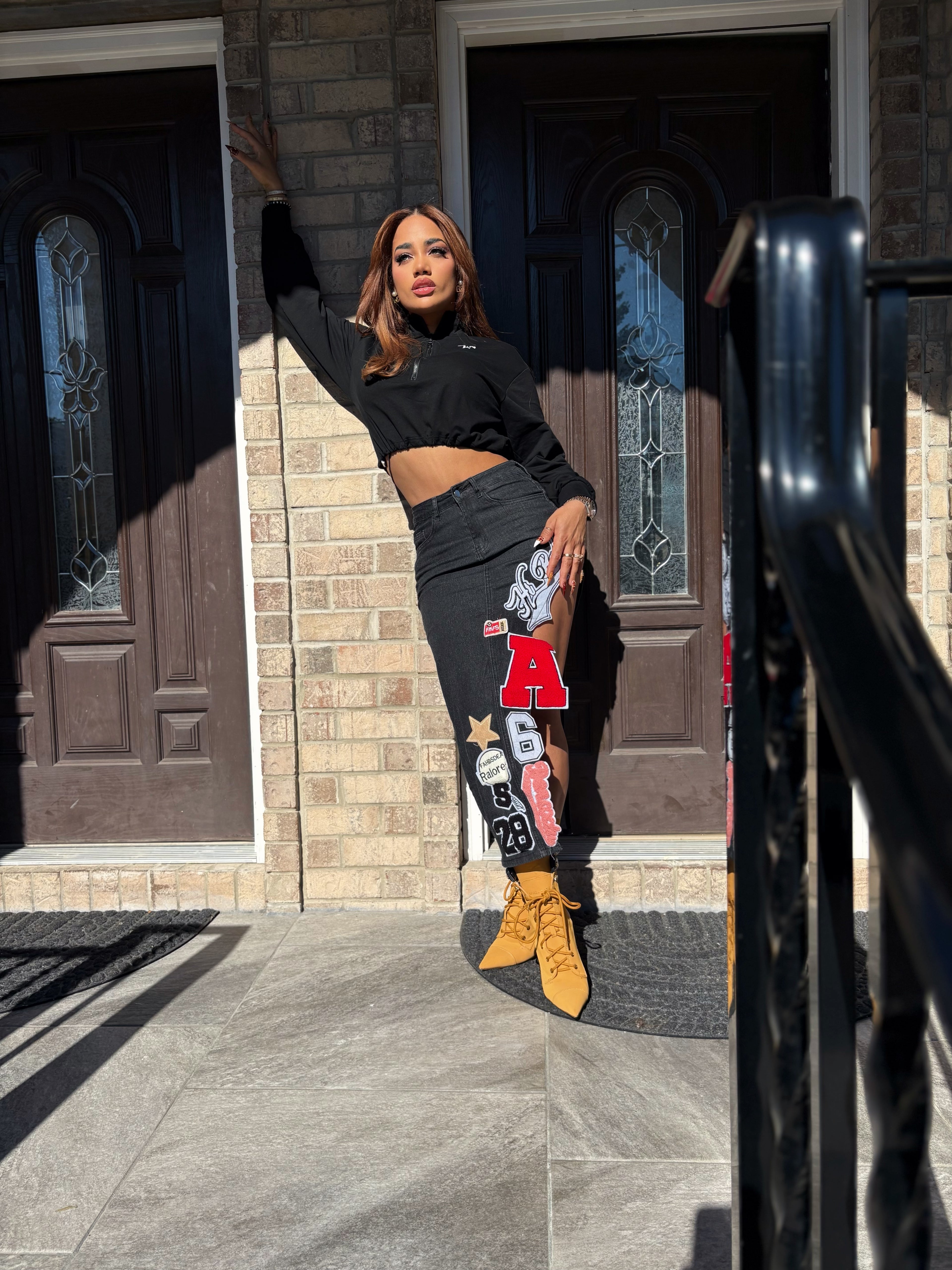 Black Crop Active Sweater