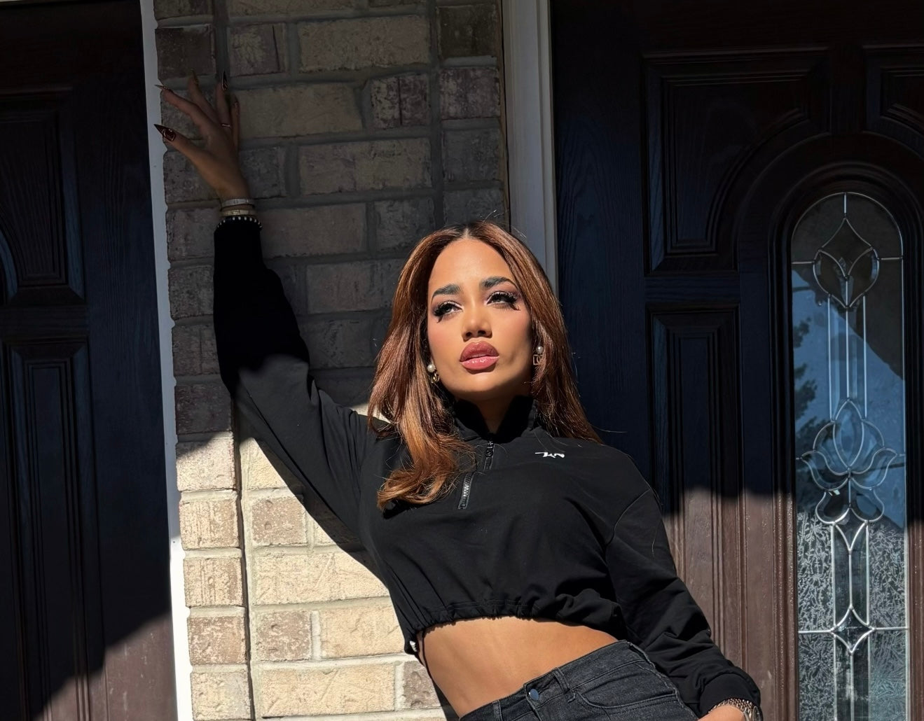 Black Crop Active Sweater